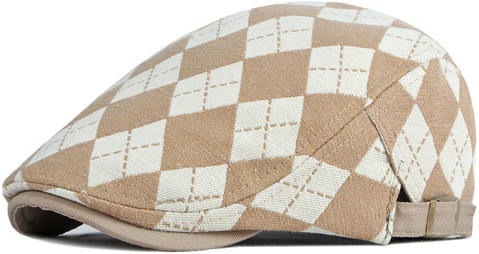 Unisex Geruite Flat Cap – Katoen & Vintage Stijl