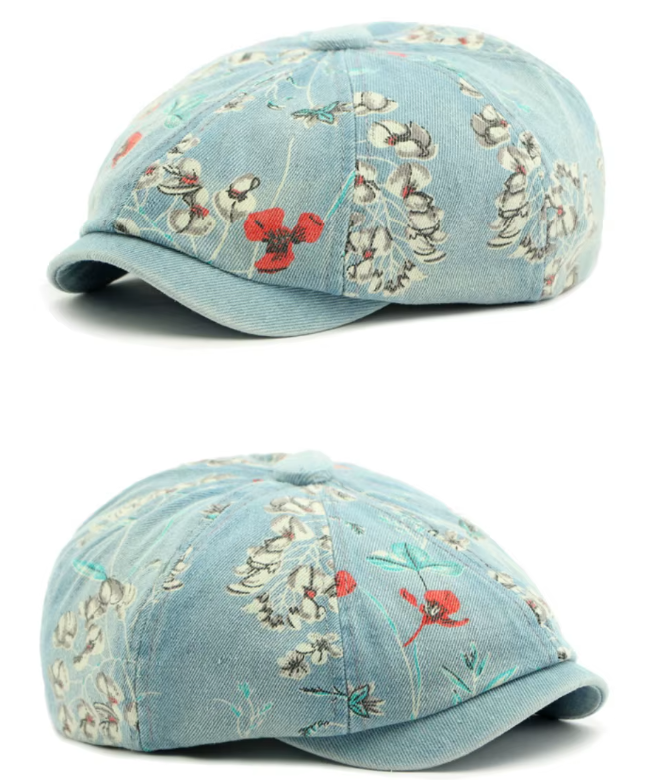 Vintage Bloemen Flat Cap