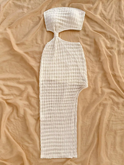 Strapless Maxi Jurk met Cut-Out