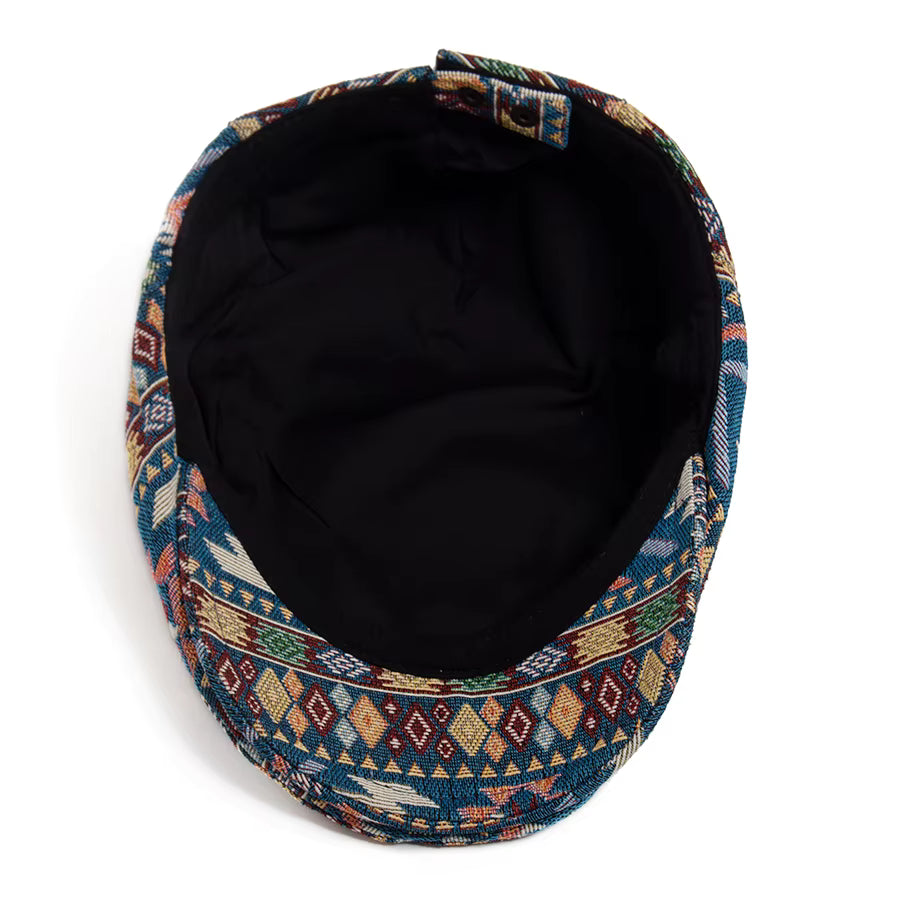 Vintage Print Flat Cap – Kleurrijk & Casual