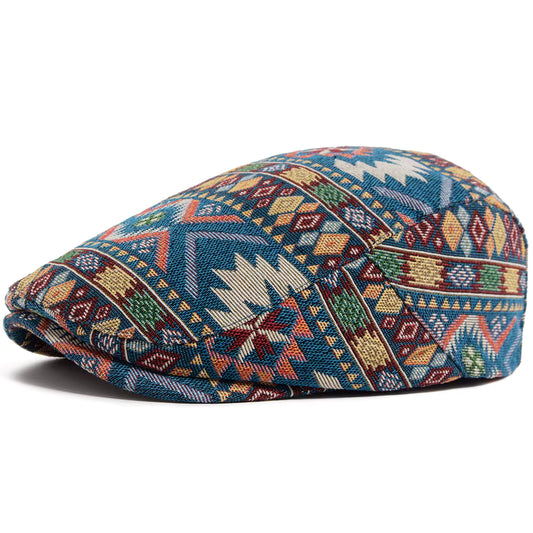 Vintage Print Flat Cap – Kleurrijk & Casual