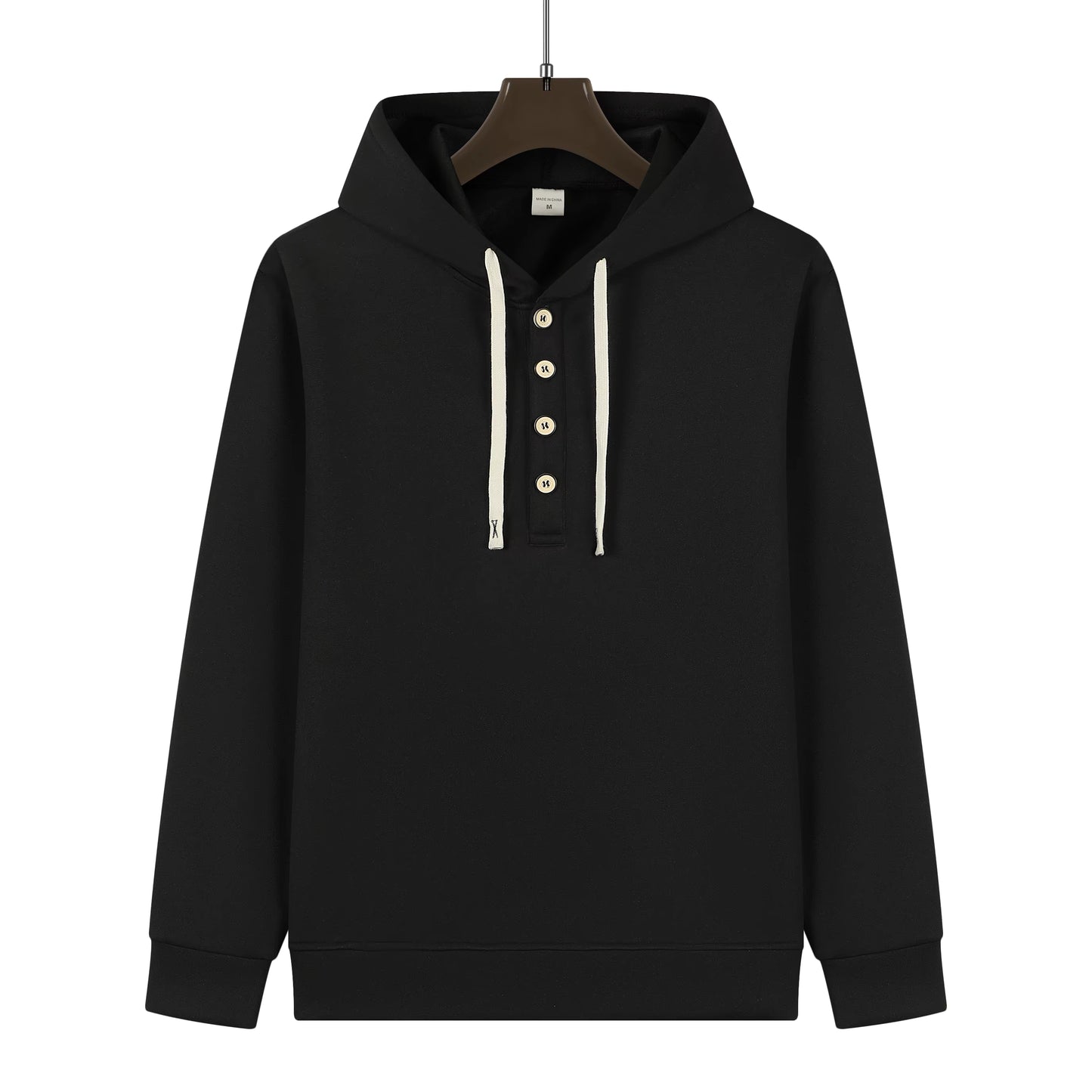 Heren Hoodie met Knopen – Casual & Modern