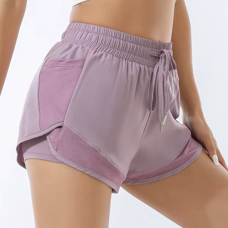 Dames Sportshorts met Hoge Taille & Binnenbroekje