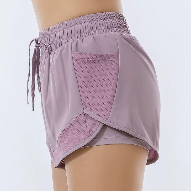 Dames Sportshorts met Hoge Taille & Binnenbroekje
