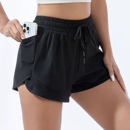Dames Sportshorts met Hoge Taille & Binnenbroekje