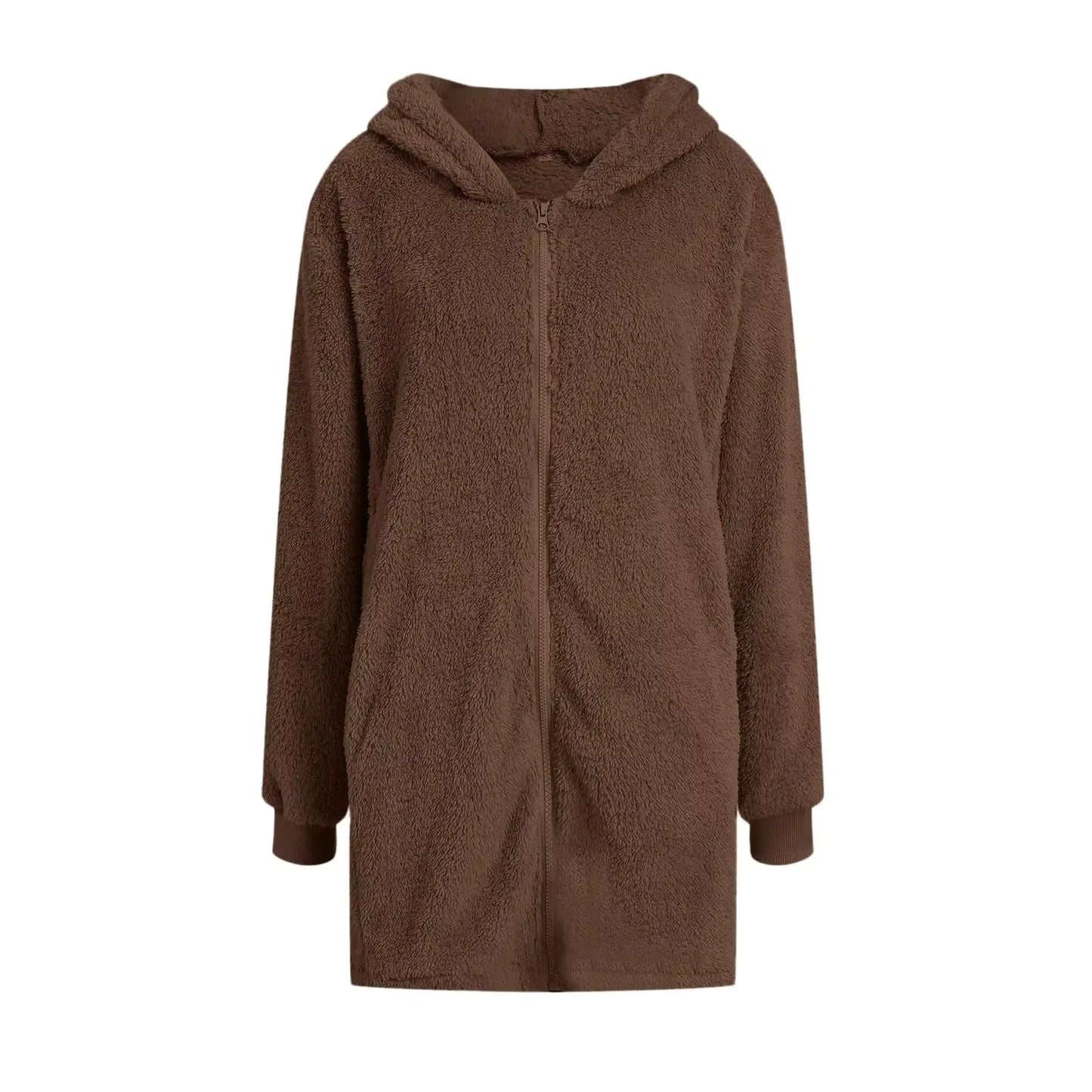 Warme Teddy Coat met Rits